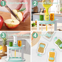 Station de préparation alimentaire réutilisable avec 5 sacs à presser, moulin à aliments pour bébé multi-usages, facile à nettoyer, écologique, pour aliments faits maison