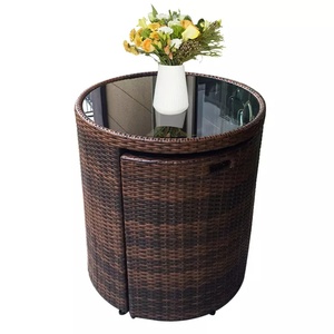 Desain Unik Terbaru Set Taman Luar Ruangan Rotan Anyaman Mebel Meja Balkon Bulat dan Kursi - Product Image 3