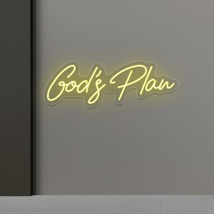 Insegna al Neon Personalizzata 'God's Plan', Logo LED Illuminato con Nome Personalizzato per Salone di Bellezza, Studio, Caffetteria, per Venditori Etsy - Product Image 1