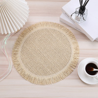 Sets de table ronds décoratifs résistants à la chaleur, tissés à la main en matériau naturel pour table à manger