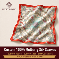 OEM / ODM Bandana carré 100% soie 65x65cm, tissé jacquard, imprimé numérique, motif tropical à lettres, pour femme, style décontracté, mariage, usage quotidien