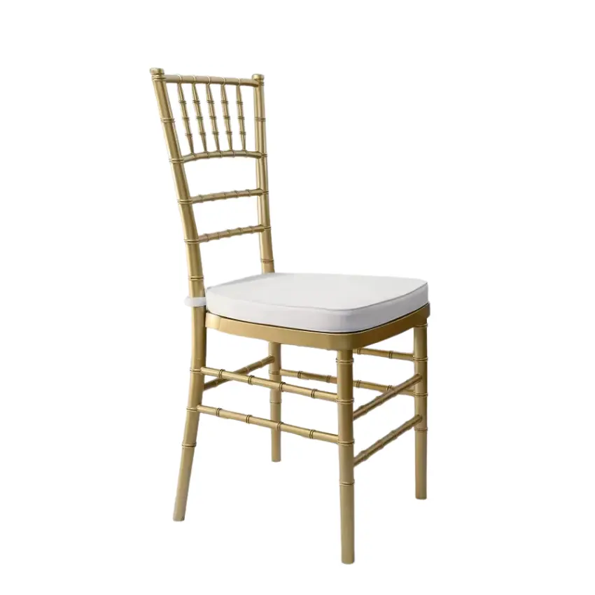 Bán buôn nhà máy bán Stackable chiavari Tiffany ghế cho các sự kiện đám cưới trong vàng rõ ràng màu trắng nhựa nhựa và kim loại