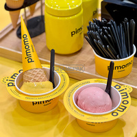 Tasse à crème glacée imprimée avec logo personnalisé Bol à crème glacée au yaourt glacé Gobelet en papier jetable à mur unique avec couvercle