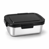 Boîte à lunch carrée hermétique et anti-fuite de style coréen en acier inoxydable 304 avec couvercle en plastique PP compatible micro-ondes