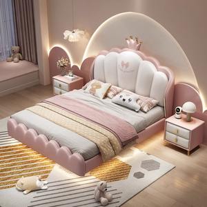 Meubles de Chambre à Coucher <span class=keywords><strong>Lit</strong></span> <span class=keywords><strong>Suspendu</strong></span> pour Enfants en Bois Massif <span class=keywords><strong>Lit</strong></span> Double de Rêve pour Filles Princesse Rose Couronne - Product Image 1
