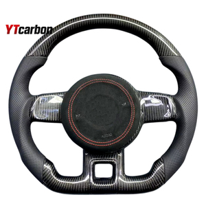 YTcarbon para <span class=keywords><strong>Beetle</strong></span> <span class=keywords><strong>Cabrio</strong></span>, piezas de automóvil, accesorios de Interior de coche, estilo de carreras, volante de fondo plano de fibra de carbono Real personalizado - Product Image 5