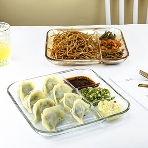 Assiette <span class=keywords><strong>en</strong></span> <span class=keywords><strong>verre</strong></span> Ménage Résistant à la chaleur Dîner fendu Fruits Boulettes précoces avec plat de vinaigre Cuisson au micro-ondes - Product Image 1