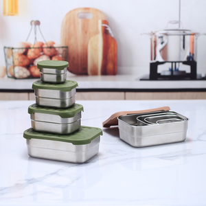 Xách Tay Ăn trưa Box Set Stackable thép không gỉ lò vi sóng an toàn thực phẩm <span class=keywords><strong>container</strong></span> Silicone con dấu tươi giữ thiết kế - Product Image 4