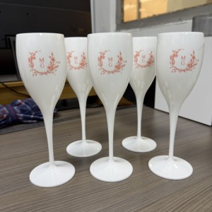 Flûtes à champagne en plastique incassable de 175 ml en gros, logo personnalisé, <span class=keywords><strong>verre</strong></span> à vin de luxe réutilisable pour mariage et fête - Product Image 2