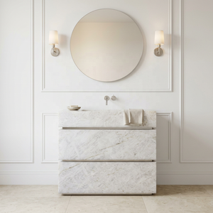 Meuble-lavabo Tostone de luxe en quartzite blanc <span class=keywords><strong>Cristallo</strong></span> rétroéclairé du Brésil pour salle de bain moderne, villa et intérieur - Product Image 2