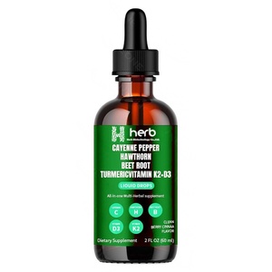 Suplementos de Extracto de Pimienta de Cayena en Gotas Líquidas, Bayas de Espino Blanco, Vitamina D3 K2, Raíz de Remolacha y Cúrcuma, Marca Privada OEM/ODM - Product Image 1