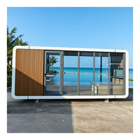 Maison capsule en acier mobile d'extérieur, type 'Apple Cabin', polyvalente pour villa, parc, salle à manger, cour et bureau