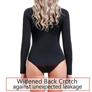 Maillot de bain menstruel une pièce 4 couches pour femme, à manches longues et fermeture éclair, anti-fuite, pour la natation et le <span class=keywords><strong>surf</strong></span> - Product Image 4