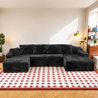 Ensemble de canapés modulaires modernes compressés, surdimensionnés, avec deux longues chaises longues en velours côtelé, personnalisables, sans structure, emballage en boîte