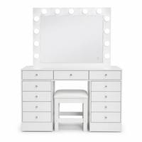 Table de Maquillage Multifonctionnelle en Gros, Coiffeuse Moderne avec Tiroirs de Rangement et Miroir Lumineux pour Chambre à Coucher