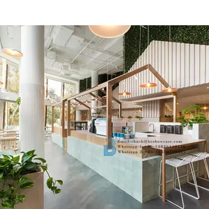 Coffee Shop in legno bancone decorazione Design personalizzato chiosco centro commerciale di alta moda stile Coffee Bar