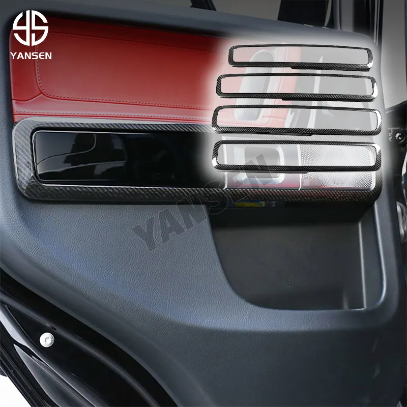 Kuru karbon fiber İç araba kapı kolu krom çerçeve Mercedes Benz için W464 G63 G500 2019-2020 aksesuarları