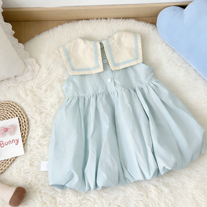 Nuovi <span class=keywords><strong>Vestiti</strong></span> per Ragazze 2026, Stile Francese con Colletto Blu a Righe e Colletto a Bambola, Elegante Vestibilità e Gonna a Palloncino - Product Image 2