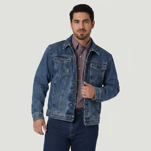 Low MOQ Custom Made Plain <b>Men</b> <b>Denim</b> <b>Jacket</b> for Sale Wholesale Best Supplier New Stylish <b>Men</b> <b>Denim</b> <b>Jackets</b> in Low MOQ - Product Image 1