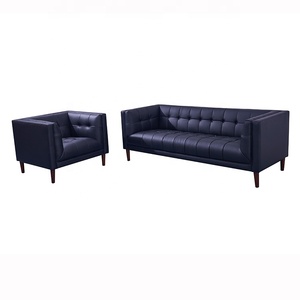 Muebles para el hogar de cuero azul oscuro Oficina 3 asientos Kubus sofá de la Sala - Product Image 2