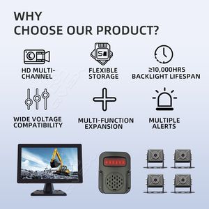 Système de sécurité pour les angles morts des excavateurs - Kit de caméra BSD 4CH avec caméras étanches IP68, vision nocturne, interaction vocale et alarme - Product Image 3