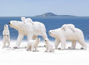 Escultura de Oso Polar Blanco de Tamaño Real en FRP, Pintada a Mano, Artesanía Artística, Decoración Navideña - Product Image 2