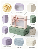Boîte cadeau rectangulaire en carton avec fermeture magnétique à nœud ruban, matériaux recyclés, impression quadricolore personnalisée, boîte de fête