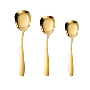 304 Stainless Steel Spoon <b>Set</b> Thickened Flat Bottom Rice Spoon Deepened <b>Square</b> Ladle Creative Ice Cream Spoon Durable Dining - Product Image 3