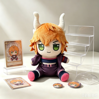 Peluche personnalisée OEM à faible MOQ, personnage d'anime cornu, assis, avec tenue amovible, Kawaii, figurine humanoïde de collection