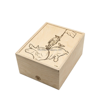 Boîte de rangement en bois gravée avec couvercle coulissant, en contreplaqué naturel, pour cadeaux, emballage et expédition