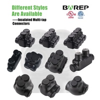 Conector Multirama Aislado Certificado UL 486A-486B Barep, 14-4 AWG, Doble Calificación, Conector de Cable de Alimentación Negro de Cu/Al