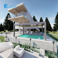 Pergola bioclimatique motorisée moderne en aluminium avec lames rétractables pliables, système d'éclairage étanche pour maison d'été