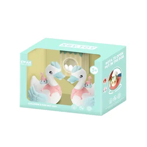 Educational Juguete Brinquedos Bonito Plástico embalado 2 brinquedos Elétrica Universal Luz Música Swan postura ovo para crianças