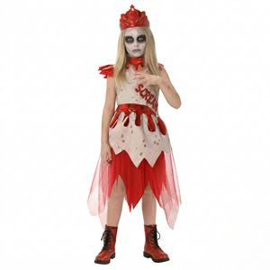 Blood Queen Halloween Costume for Children 8-13 Years Cosplay Performance Dress with Crown and Makeup Polyester <b>Spring</b> 2026 - Product Image 2