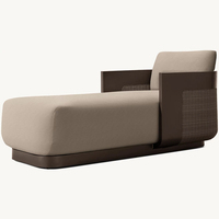 Chaise longue d'extérieur RH Style Sedona Cane, lit de repos en aluminium et osier tressé résistant aux intempéries pour piscine, patio, plage
