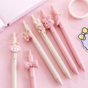 Hochwertige 0,5mm PVC Gel Pen Mädchen Custom Logo Weiß Blau Rot Silber Niedlich Kaninchen Serie Karotte Bowknot Design Langlebig - Product Image 5
