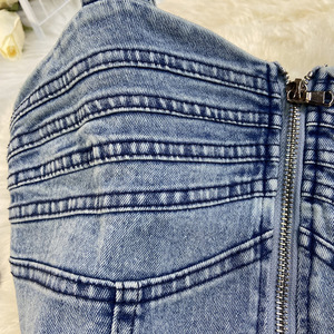 Nouvelle Robe d'été en jean pour femme, dos nu, taille haute, fermeture éclair, coupe ajustée et évasée, style mode - Product Image 4