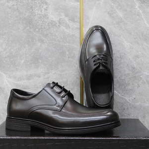 รองเท้าหนังธุรกิจ ระบายอากาศได้ดี หนังวัวแท้คุณภาพสูง รองเท้าเดอร์บี้แบบทางการและลำลอง พื้นนุ่ม เพิ่มความสูง แบบผูกเชือก - Product Image 1