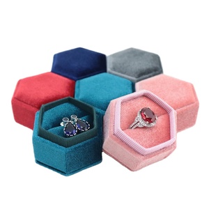 Elegant Luxury Hexagon Velvet Suede Wedding Ring Display Packaging Ring Box Jewellery Package Boxes