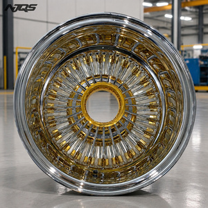 NJQS 13x7 Rev 100 直条形 5x114.3 轮圈 金线 Zenith Luxor Truspoke Cragar Spokes 24 22 金玫瑰色 - Product Image 5