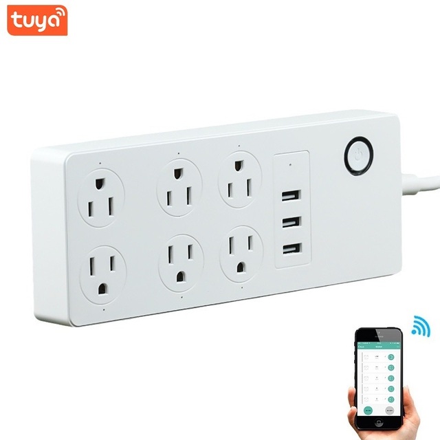 WiFi Power Strip US Plug 6 Outlets Socket 3 USB Ports 15A Wifi USA Extension Cords Surge Protector with Child Safety Shutter