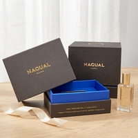 Boîte à parfum en carton de luxe personnalisée, vente en gros, boîte d'emballage carrée vide pour parfum avec insert en éponge, revêtement UV, impression de logo