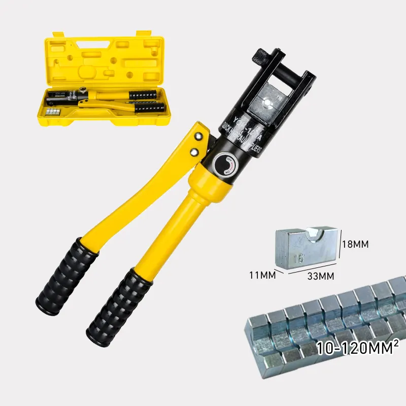 10 Ton Hydraulic Crimper Battery Cable Lug Crimping Tool Wire Terminal Crimper with 9 Pair Dies Set 4-70mm