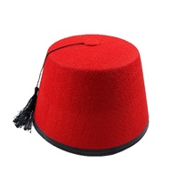 Disfraz de Cosplay SOLPOP, Color Rojo Personalizado, Gorro Griego Marroquí Tarboosh, Sombrero Turco Fez de Fieltro con Borlas Negras