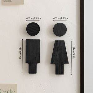 Cross-Border Wooden Modern Simple Design Men's Women's Toilet Signage Hotel Restroom Decor <b>Mirror</b> <b>Wall</b> Craft for Home Decoration - Product Image 3