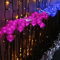 Artificielle lumineux rose Jardin cour paysage accueil décoration voie étanche led feux de fleurs