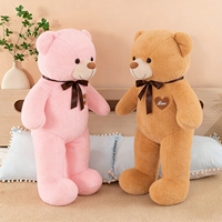 Adorable ours en peluche en polyester de qualité supérieure, décoré de rubans, doux et esthétique, compagnon d'intérieur câlin pour jeunes femmes, rembourrage en coton PP