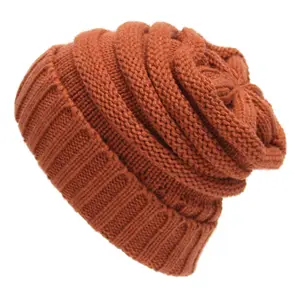 All'ingrosso Logo personalizzato caldo lavorato a maglia spesso ampio berretto con cappuccio per uomo e donna