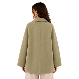 Abrigo de Lana Verde Salvia Claro para Mujer, Chaqueta de Lana Minimalista con Mangas Raglán Extra Grandes para el Día a Día - Product Image 3