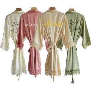 नम लोगो रंगीन फीता गुलाब रेशम साटन रेशम साटन ब्राडमेड महिलाओं के लिए सुबह की पोशाक - Product Image 1